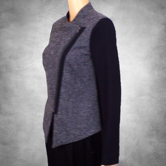 WORTHINGTON size S gray/black zip-front light jacket polyester/rayon/spandex - Picture 10 of 14